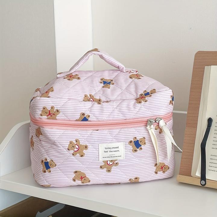 Image du produit Only-Bags.Store Trousse de toilette matelassée en forme d'ourson - parfaite pour le voyage ou l'école - douce