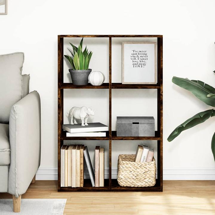 Image du produit VidaXL Séparation de pièce Bibliothèque Étagère sur pied Étagère de bureau Étagère cubique Chêne fumé (69.5 x 29 x 103.5 cm)