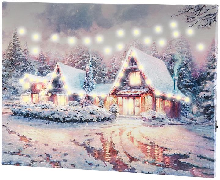Infactory Wandbild "Winterdorf" mit LED-Beleuchtung (40 x 30 x 18 cm)
