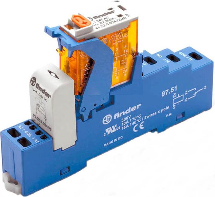 Actual product image Finder Coupling relay with 1 changeover contact 10 A, tension clamp terminal socket 4C.51.8.230.0060 1