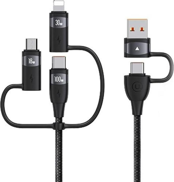 Actual product image Usams US-SJ645 U85 PD100W A+C to C+L+M 6in1 Fast Charging Cable 1.2m (1.20 m, USB 3.2 Gen 1)