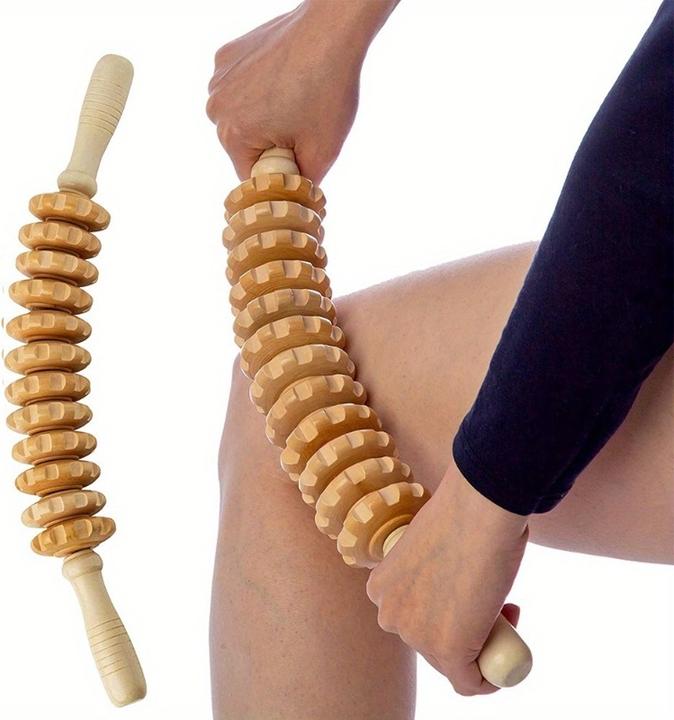 Produktbild PhoneLook Naturholz Anti-Cellulite Massage-Roller für tiefe Muskeln und Gewebe, Lymphdrainage