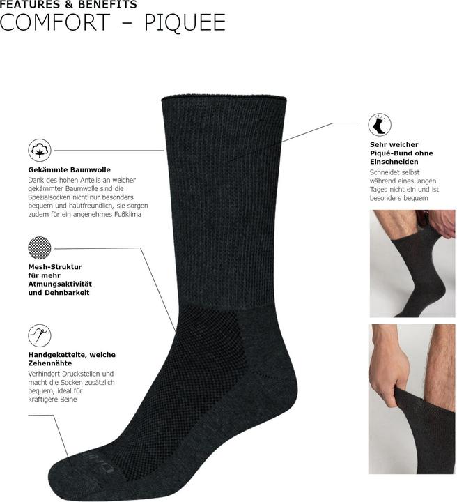 Produktbild Camano Unisex comfort plus diabetic Socken 4p (4er Pack, 39 - 42)