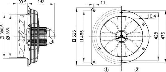 Actual product image Maico MAI DZQ35/42B Axial wall fan INenn 0.4A/1.6A 400V