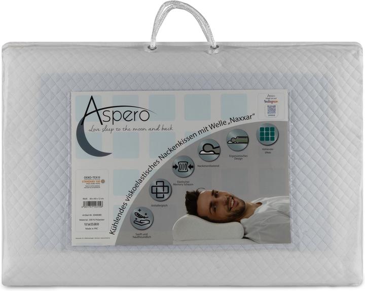 Image du produit Aspero Oreiller viscoélastique rafraîchissant avec vague Naxxar (60 x 40 x 12 cm)