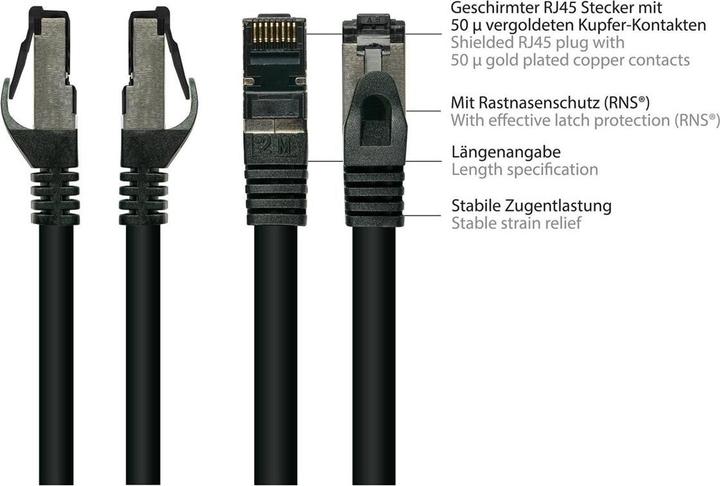 Actual product image Kabelmeister INDUSTRIAL patch cable, Cat.6A, PUR cable sheath, oil/UV-resistant, suitable for drag chains (U/FTP, CAT6a, 30 m)