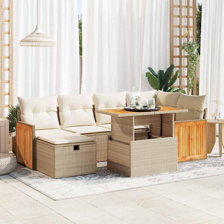 Actual product image VidaXL Garden furniture Sofa set Garden set 7-piece garden set Beige