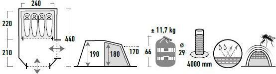 Immagine prodotto High Peak Tenda Merano 4.0 (Tenda a tunnel, 11.70 kg, 4 persone)