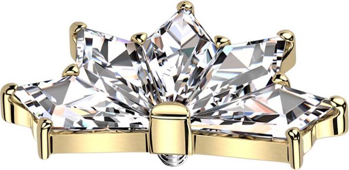 Actual product image Star Piercing Dermal Anchor Fan gold-plated five diamond crystals silver (without brass, Titanium G23)