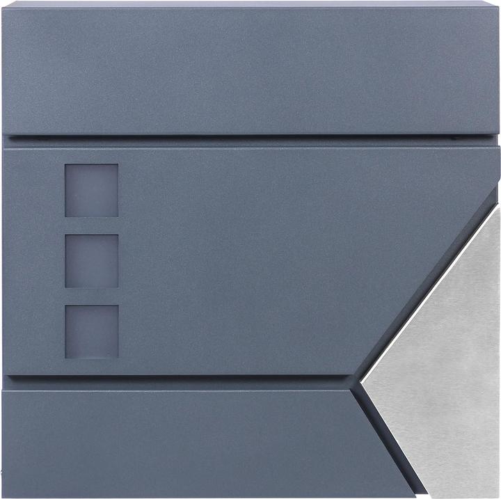 Produktbild Wiltec Briefkasten V48 Anthrazit Edelstahl 370x105x370mm pulverbeschichtet Wand