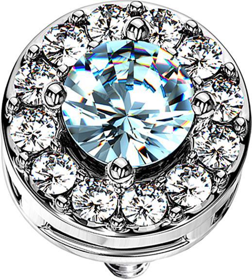 Immagine prodotto Star Piercing Cerchio Dermal Anchor in cristallo d'argento con grande cristallo color acqua (Acciaio chirurgico 316L, Ottone)