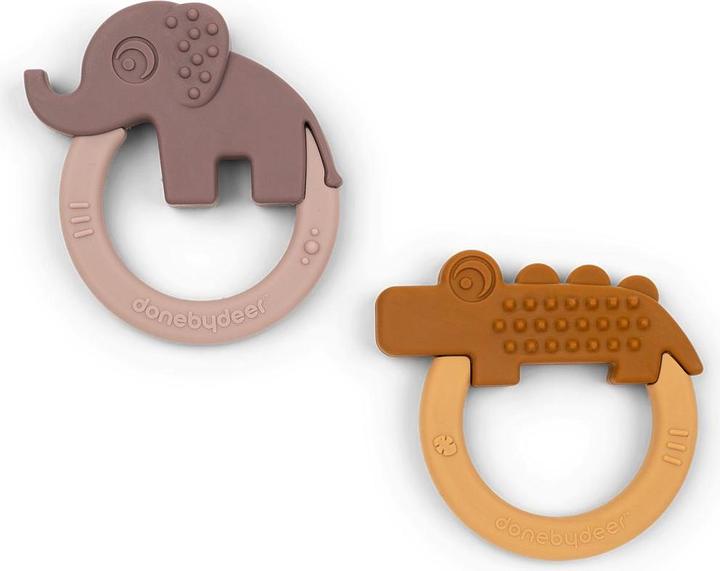 Done by Deer Lot de 2 anneaux de dentition Deer Freunde moutarde/poudre