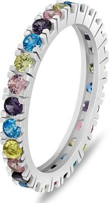 Brilio Silver - Playful silver ring with colored zircons RI116WRBW - Circuit: 54 mm (54)