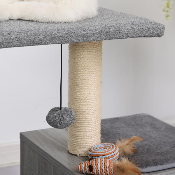 Immagine prodotto PawHut Albero per gatti con tana di coccole (62 cm, Grigio)