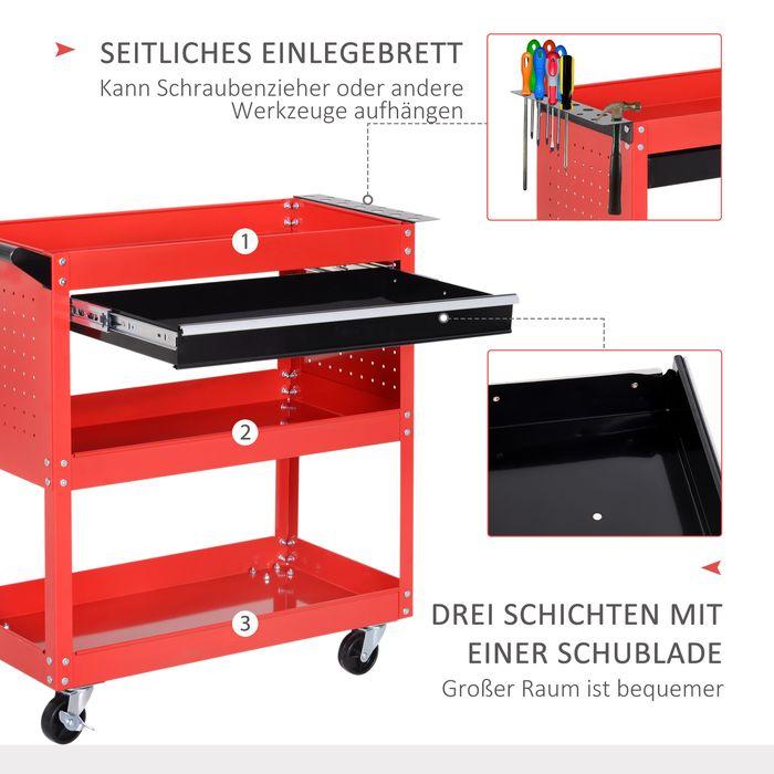 Actual product image Swisshandel24 Workshop trolley, tool trolley with 3 levels, transport trolley with drawer, assembly trolley for (1 x)