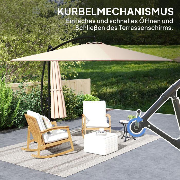 Image du produit Swisshandel24 Ampelschirm Ø260 cm, mit Ständer, Abdeckung, kippbar Khaki (2.50 m)