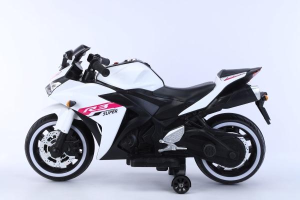 Produktbild Es-toys Elektro Kindermotorrad 888 – 12V 4,5A Akku – mit Stützräder, Musik und Lichter -Weiss (12 V)