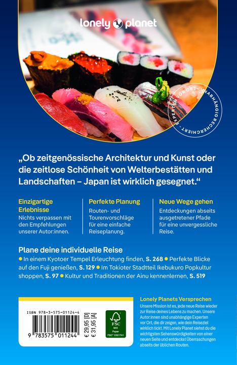 Actual product image Reiseführer Japan (German, Craig McLachlan, Phillip Tang, Simon Richmond, Ray Bartlett, Winnie Tan, Andrew Bender, Jessica Korteman, Rob Goss, Kate Morgan, Trent Holden, Hannah Kirshner, Thomas O'Malley, 2024)