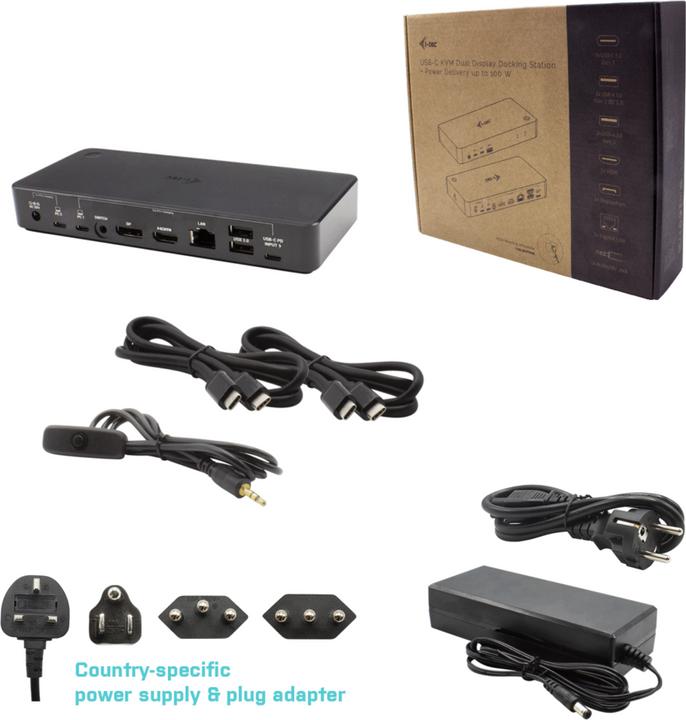 Actual product image i-tec USB-C Dual KVM Display Docking Station 4K (USB-C, 9 Ports)