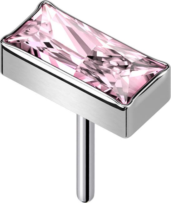 Star Piercing Threadless rechteck silber Kristall pink (ohne Messing, Titan G23)