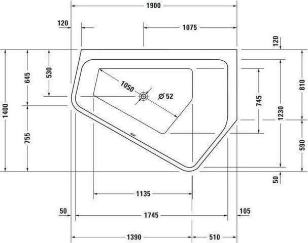 Immagine prodotto Duravit Vasca idromassaggio PAIOVA 5 angolare re 267 l 1900x1400mm we Air-System (267 l, 190 cm, 140 cm)