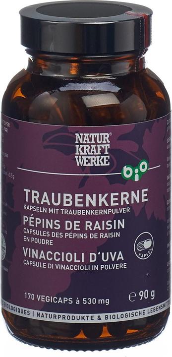 Immagine prodotto NaturKraftWerke Semi d'uva Vegicaps à 530mg Organic/kbA Caps (170 Pezzo/i, Pillole, 300 g)