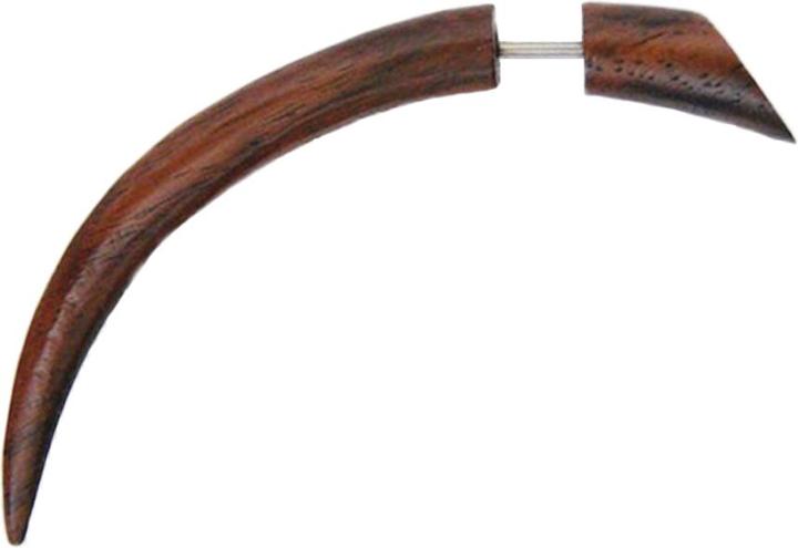Produktbild Star Piercing Fake Expander gebogen schräg aus Narra Holz (Organisch, ohne Messing)