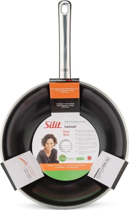 Produktbild Silit Wok Wokpfanne Induktion 28cm Wuhan Edelstahl 18/10 beschichtet (28 cm, Wok Pfanne, Edelstahl)