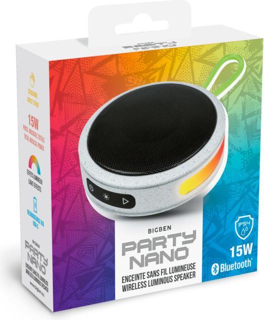 Image du produit Bigben PARTY Nano Enceinte lumineuse sans fil - gris (3 h, Sans source d'énergie externe)