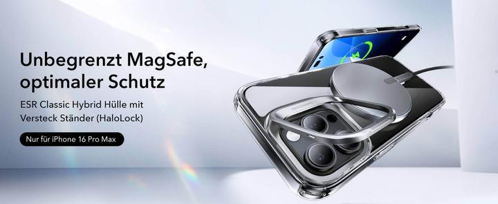 Actual product image ESR Classic Hybrid HaloLock Case with Stash Stand (Apple iPhone 16 Pro Max)