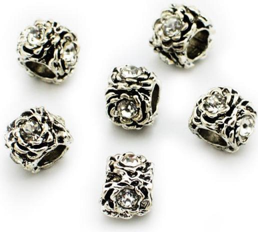 Produktbild Hermex Strass Rose Bead versilbert 925 - Silbrig (Silber 925)