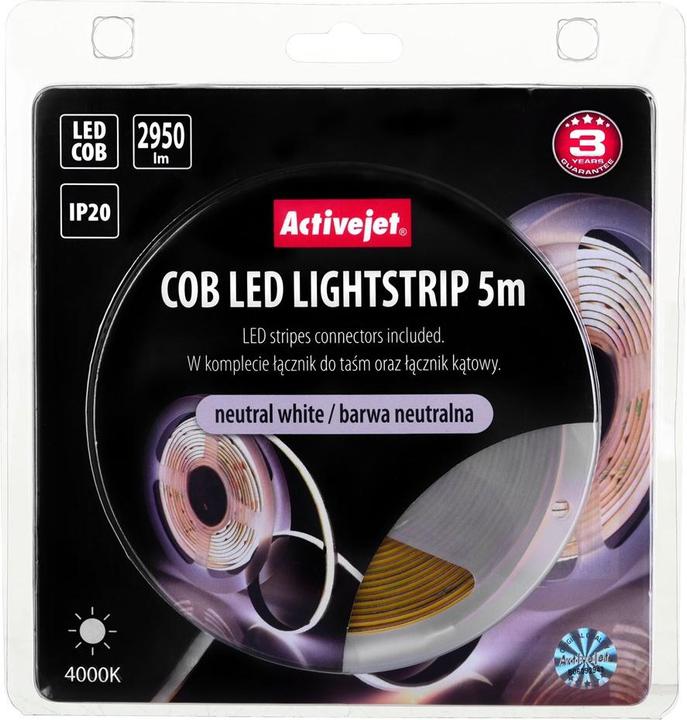 Image du produit Activejet AJE-COB neut LED Strip Lumière en bande universelle Indoor (Blanc neutre, 500 cm, Intérieur)