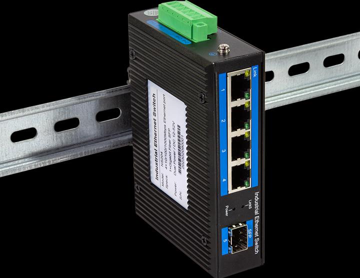 Produktbild LogiLink Industrie Gigabit Ethernet Switch, 4-Port 1000 Mbit/s + 1 Port SFP (5 Ports)