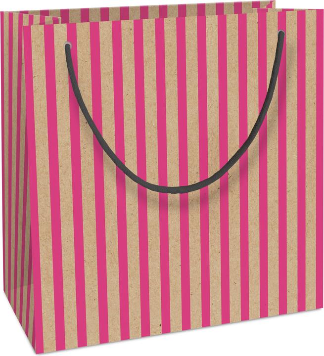 Produktbild Zishka Tragetasche Weihnachten Kraftpapier Stripes neonpink (Geschenkbox)