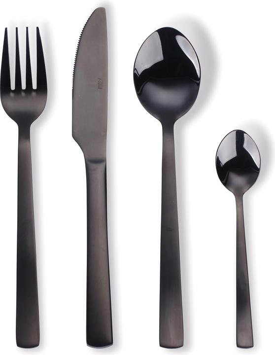 Produktbild RAW Cutlery set Stainless Steel Dishwasher safe - Black - 16 pcs (15461) (16 Stück, Besteck Set)