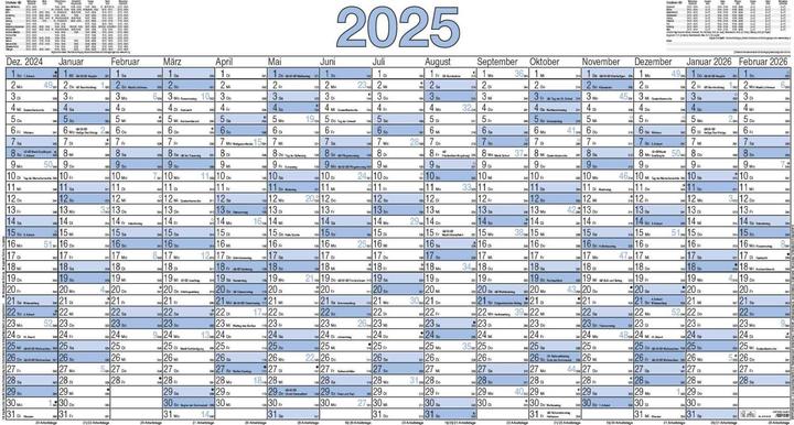 Actual product image Poster calendar 2025, 140x77cm, poster calendar with 15 months on 1 page, 5 pieces rolled (Hardcover, German)