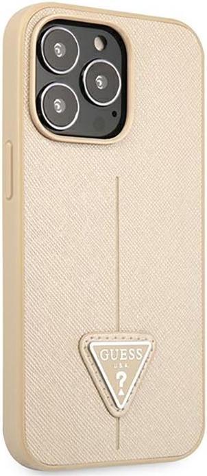 Actual product image Guess GUHCP14LPSATLE iPhone 14 Pro 6.1" beżowy/beige hardcase SaffianoTriangle Logo (Apple iPhone 14 Pro)