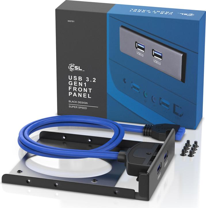 Produktbild CSL 2 Port USB 3.0 Frontpanel für 3,5" Laufwerkschächte, bis zu 5Gb/s (USB-A, 2 Ports)