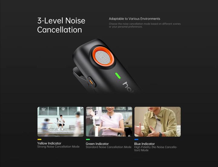 Image du produit Hohem MIC 01 Microphone Lavalier sans fil, TYPE C (2TX+1RX) Noir (Smartphone)