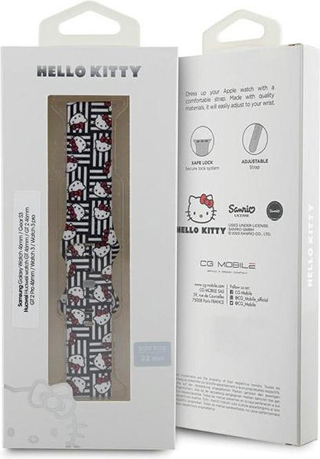 Actual product image Hello Kitty Pasek Uniwersalny HKUWLSDIESK Silicone Heads & Stripes czarny/black strap 22mm (22 mm, Silicone, Stainless steel)