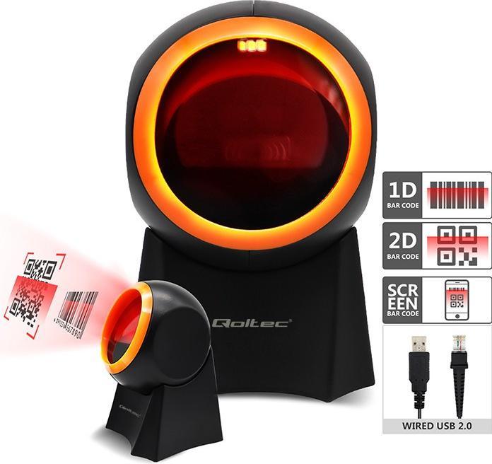 Actual product image Qoltec 50857 Wired desktop barcode scanner 1D | 2D (1D barcodes, 2D barcodes)