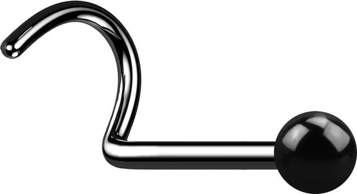 Star Piercing Nasenstecker gebogen schwarz mit Kugel (ohne Messing, Titan G23)