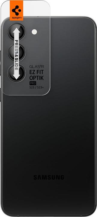 Actual product image Spigen Optics Pro Camera Sam S23/S23+ 2szt./2pcs czarny/black AGL05962 (2 Piece, Samsung Galaxy S23+, Samsung Galaxy S23, Samsung Galaxy S24+)