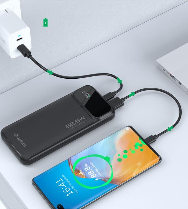 Produktbild Choetech Powerbank B729 20000mAh 22.5W PD USB-A / USB-C - black (20000 mAh, 22.50 W, 22.50 Wh)