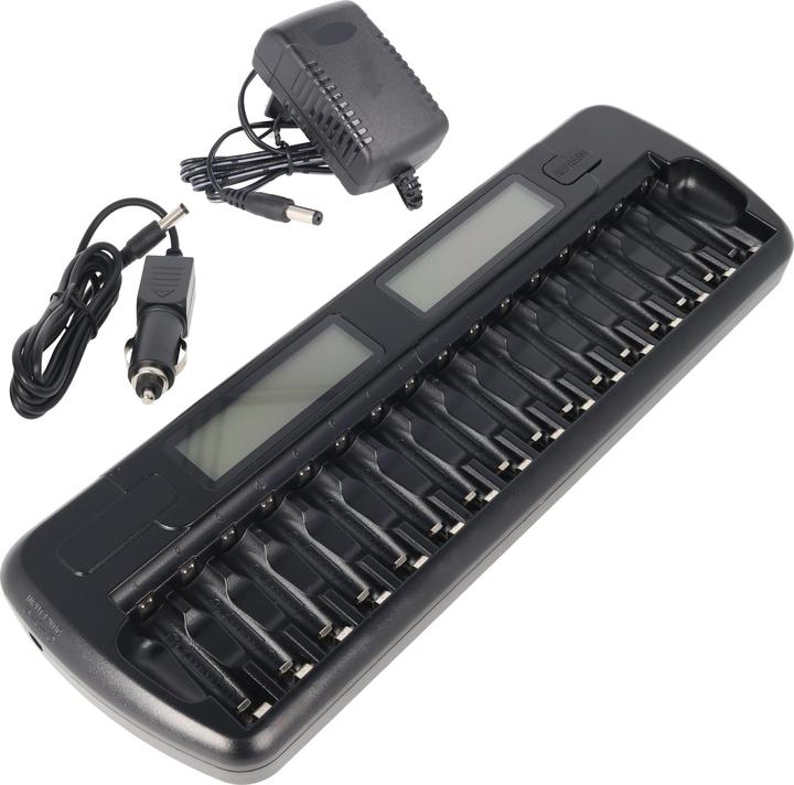 Image du produit AccuCell 16fach Schnell-Ladegerät für 1 bis 16 Stück NiMH Akkus AA, AAA (16 pcs, AA, AAA, Piles rechargeables + chargeur)