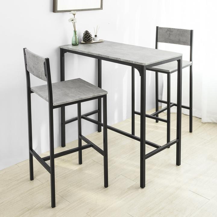 Immagine prodotto SoBuy Tavolo da bar con 2 sgabelli (89 x 45 x 87 cm)