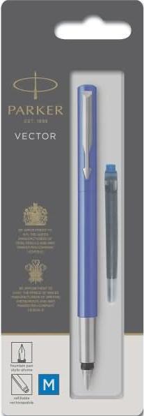 Actual product image Parker Fountain pen VECTOR M (Stainless steel, Blue, 1 x)