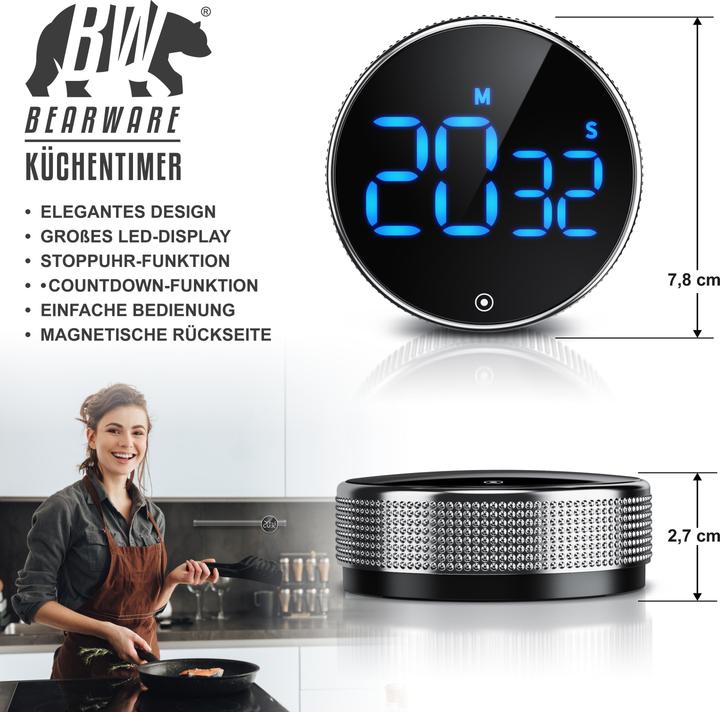 Actual product image Bearware Küchentimer digital, Küchenwecker, Eieruhr, Countdown, Display, magnetisch, Kurzzeitimer, Küchenuhr