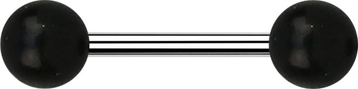 Produktbild Star Piercing Barbell silber mit zwei Kugeln aus Areng Holz (ohne Messing, Chirurgenstahl 316L)