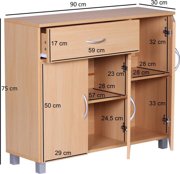 Actual product image FineBuy Sideboard wood veneered beech (30 x 75 cm)